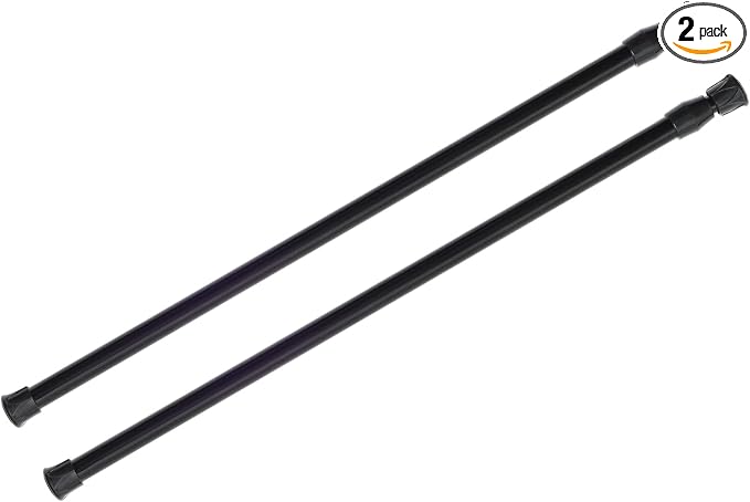 KXLife 2 Pack Spring Tension Curtain Rod for Window 16 to 28 Inch, Black | Expandable Adjustable Small Curtain Tension Rods, No Drilling, for Kitchen, RV, Cupboard, Refrigerator
