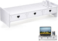 Computer Monitor Riser with Drawer Keyboard Storage Rack for Desk Organization Desk Shelf Organizer for Laptop 19.29 X 7.48 X 3.93 in White Wood-Composite