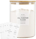 HHMJSM Large Glass Storage Jars With Airtight Bamboo Lid - 100 Fl Oz Thicken Kitchen Glass Food Storage Canister With 42 Pantry Labels - Big Clear Flour And Sugar Containers Farmhouse