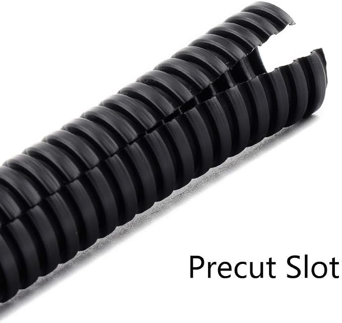 ZhiYo 20FT 1/4” Wire Loom Split Tubing Auto Wire Conduit Flexible Cover | High Temperature Heat Resistant -40F to 257F | Plastic Cover for Electrical Wires & Cables, Black