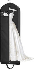 KEETDY Wedding Dress Garment Bag for Travel with 4" Gusseted Long Hanging Dress Bags for Gowns for Women Garment Cover Clothes Storage for Closet (Black, 72 inch)