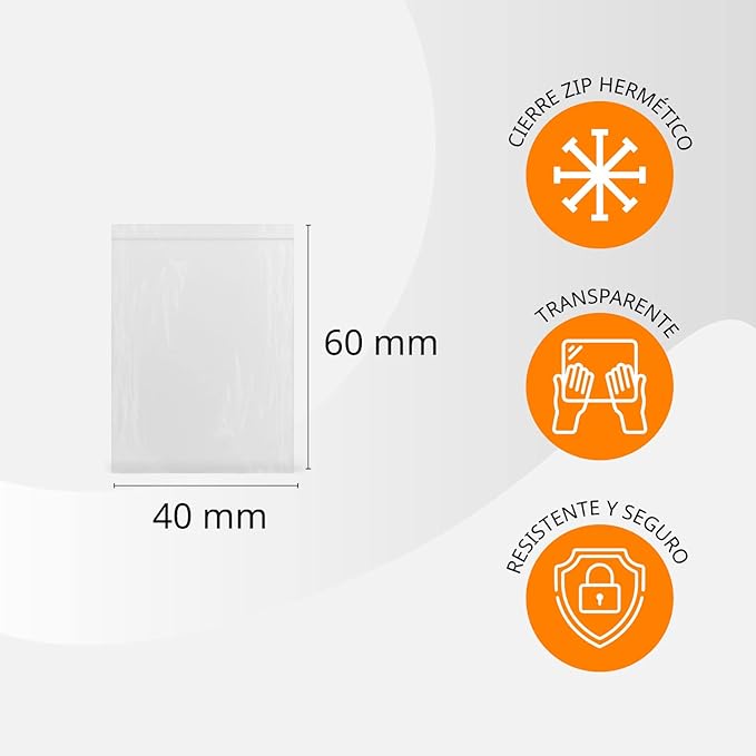 Transparent Plastic Airtight Zipper Bags Ideal for Freezing Food, Storing Documents, Reusable and Preservation Bags - Ofituria (2000 Bags, 40 x 60 mm)
