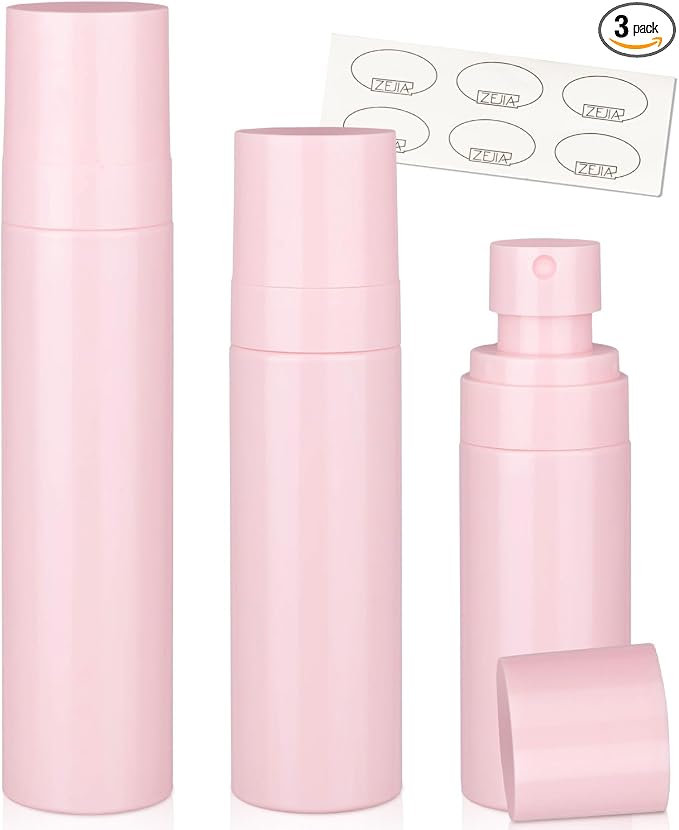 Small Spray Bottle, 3Pack Travel Spray Bottle, Empty Fine Mist Plastic Spray Bottles, with 6pcs Labels (60ML+80ML+100ML)