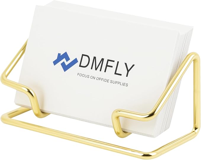 Business Card Holder for Desk, Metal Cute Card Display Stand, Compatible with Various Countertops, Horizontal Gold