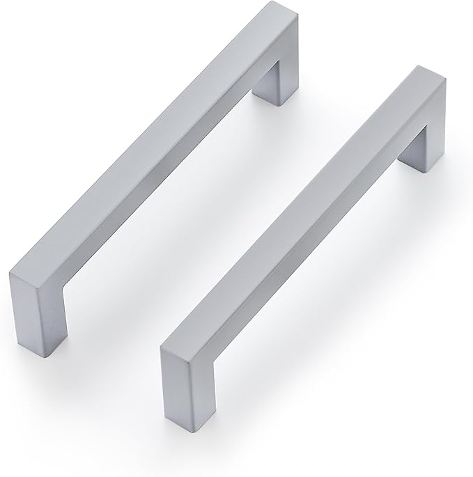 Ravinte Grey Square Cabinet Handles Drawer Pulls,5 Inch,1 Pack | Screws Included, Stainless Steel, Square Bar Grip, Easy Install, Kitchen Cabinet Hardware, For Cupboards, Drawers, Dressers