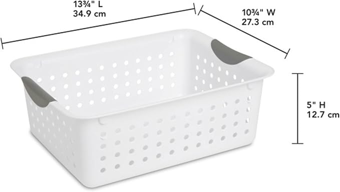 Sterilite 6-Pack Medium Ultra Basket, Open Top Plastic Storage Organizer, White - Classic Baskets for Organizing Countertops, Pantry Shelves, Kitchen Cabinets, Laundry Rooms or Home Offices