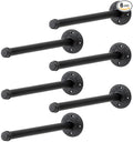 12 Inch Black Industrial Pipe Floating Clothing Rack Wall Mounted, Heavy Duty Garment Rack for Hanging Clothes, Multi-purpose Hanging Rod for Closet Storage, 6 Pack