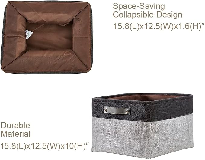 DECOMOMO Storage Bins, Extra Large Fabric Storage Baskets for Shelves, Decorative Linen Closet Organizer, 15.8 x 12.5 x 10 inches (Grey & Black, 3 Pack)