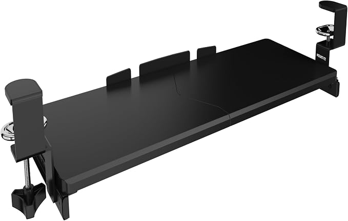Mount-It! Keyboard Tray Under Desk, 30" (36" Including Clamps) Extra-Wide Pull Out Drawer, No-Drill C-Clamp Mount, Fits Desks 0"–1.77" Thick, Holds 11 lbs, Black