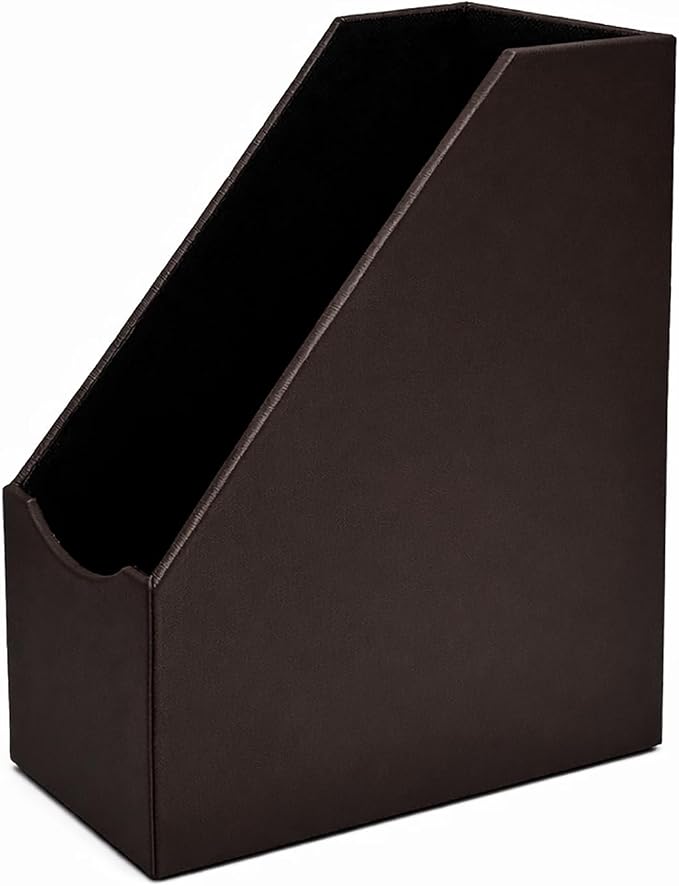 UnionBasic Magazine File Holder - Office Leatherette Desktop Document File Folder Journals Organizer Racks, Coffee, 1-piece