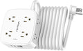 15 Ft Surge Protector Power Strip - 8 Widely Outlets with 4 USB Ports, 3 Side Outlet Extender with 15 Feet Extension Cord, Flat Plug, Wall Mount, Desk USB Charging Station, ETL, White