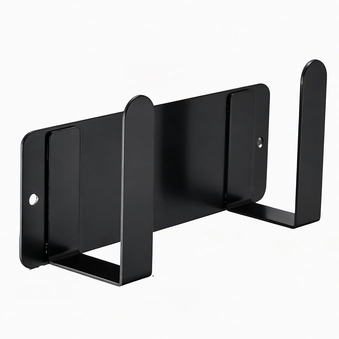 Black Stainless Steel Cutting Board & Pot Lid Organizer | Black rack mount under cabinet or wall; dual install kits, storage for cutting boards, pot lids and bathroom scale