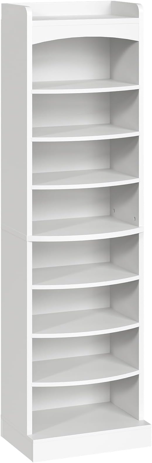 YATINEY 9-Tier Tall Shoe Rack, Wooden Shoe Storage Organizer, Narrow Shoe Cabinet with Removable Shelves for Small Spaces, Holds 18 Pairs of Shoes, for Entrance, Hallway, White SS22WT