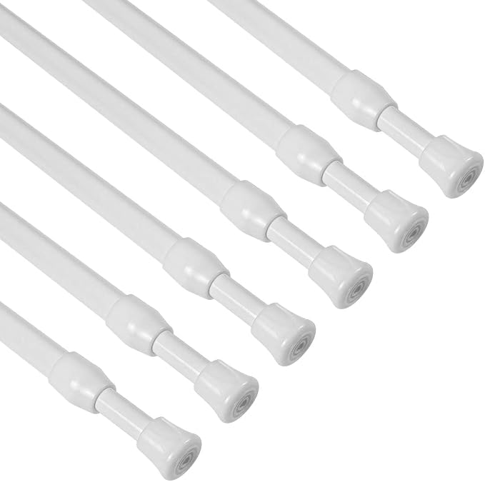 KXLife Spring Tension Curtain Rod No Drill Adjustable 18-30", 6Pcs, White | Expandable Tension Mounted, Renter Friendly, Non-Slip Ends, for Window, RV, Closet