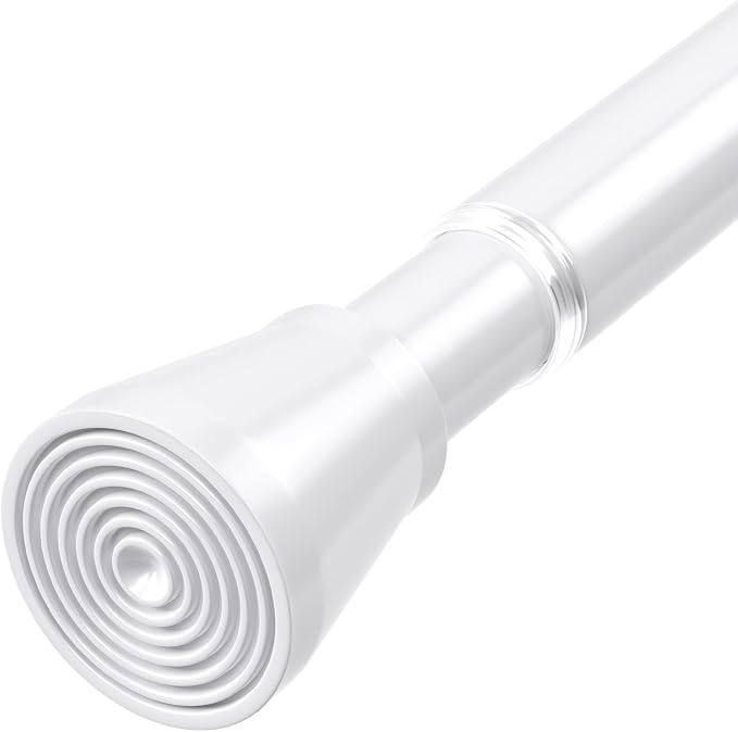 MEXAU Shower Curtain Rod 44-77 inch Tension Rod White Shower rod Non Slip Tension Curtain Rod Adjustable Curtain Rods No Drilling Shower Rods for Bathroom Windows Closet 1Pack