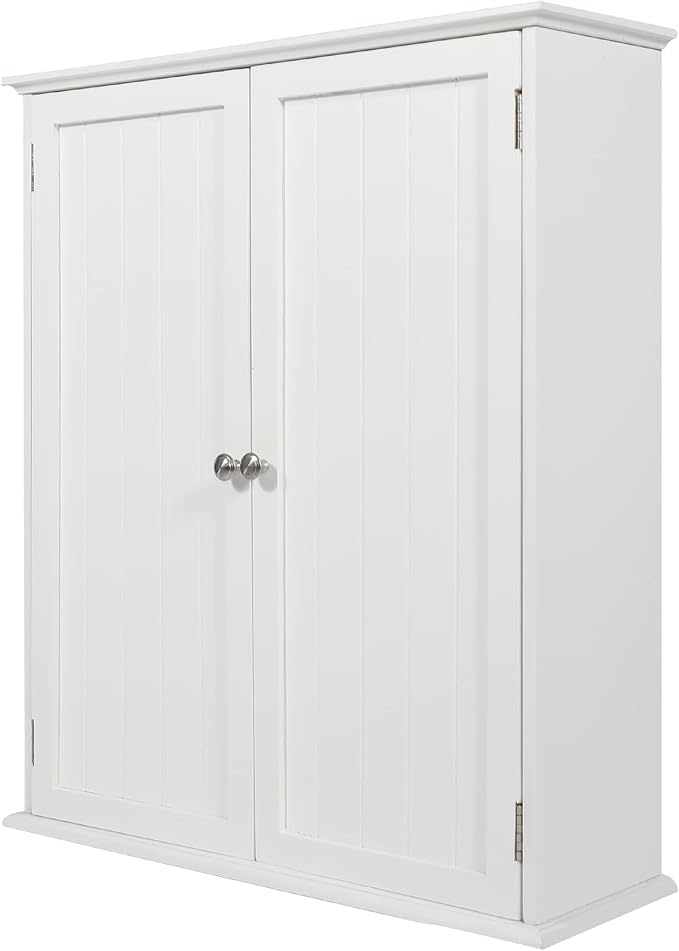 27.6in Length Bathroom Cabinet Wall Mounted,Over Toilet Storage Cabinet with 2 Doors and Adjustable Shelves,Wood Medicine Cabinet for Bathroom, White