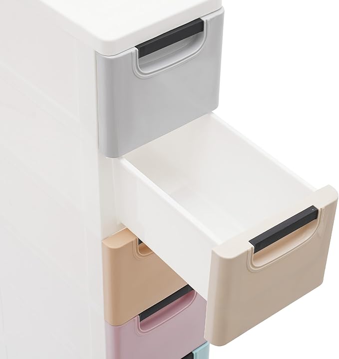 6 Drawers Narrow Storage Cabinet, Stackable Plastic Storage Tower Slim Utility Organizer for Kitchen Bathroom Living Room Office (Multicolor)