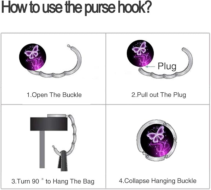Bosketo Foldable Purse Hook Womens Bag Table Hanger Collection Desk Hooks for Purse (3pack Butterfly-Hook)