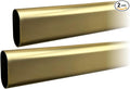94" Satin Brass Oval Closet Rod | Heavy Duty Wardrobe Clothes Pole | 2 Pack