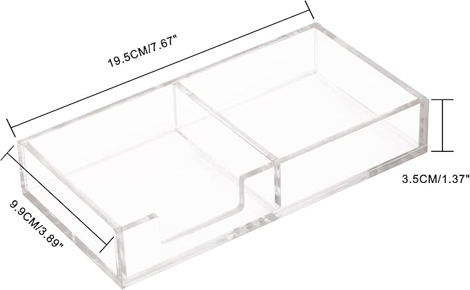 2in1 Clear Sticky Notes Holder Memo Dispenser Desk Organizer | Transparent acrylic material, Dual-slot separated storage, Smooth, scratch-resistant & durable,Stable base anti-slip