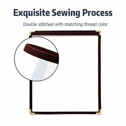 Goodsmart Restaurant Menu Covers – 25 Pack Burgundy 2-View, Top-Loading Menu Holders, Vinyl & Plastic Café Menu Covers, Clear Menu Sleeves, Fits 5.5" x 8.5", Leather-Style Design, Gold Corners