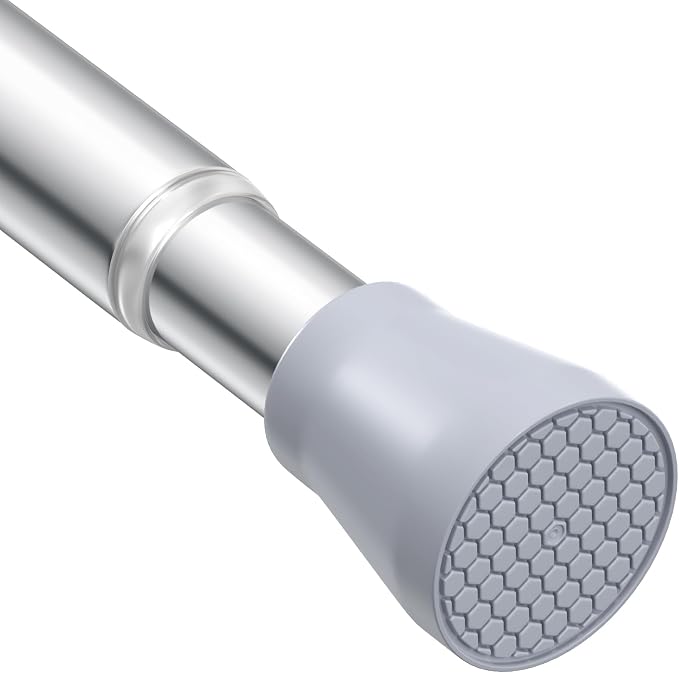 Silver Tension Curtain Rod for Windows 28 to 48 Inch,7/8"Small Shower Curtain Rod for Bathroom,Pressure Spring Tension Curtain Rod No Drilling for Closet Doorway Kitchen