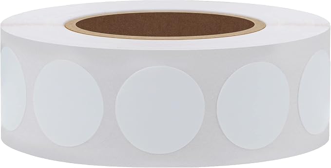 Hybsk White Permanent Color-Code Dot Stickers Round Semi Gloss Paper Stickers Adhesive Label (3/4 inch)