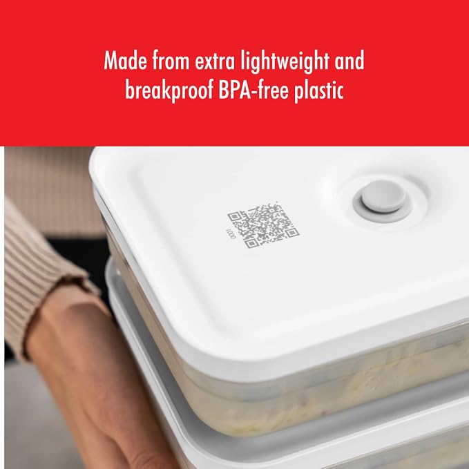 ZWILLING Fresh & Save Plastic Flat Lunch Box, Airtight Container, Meal Prep, BPA-Free, Grey, Semitransparent - Large