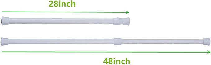Tension Rods, 6 Pack Adjustable Spring Steel Cupboard Bars 28 to 48 Inches Tension Curtain Rod Shower Rod Closet Rod Tensions Rod Extendable Width