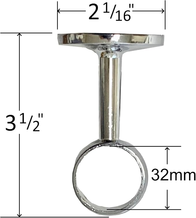 Desunia Die-Cast Mid Hanger for Chrome Round Closet Rod | 1 Pack