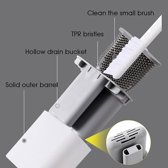 Toilet Brush and Holder Set, Wall-Mounted Floor-Standing Toilet Cleaning Tools with Base Home Cleaning Brush Bathroom Accessories (Color : Gray) (Orange)