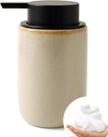 BosilunLife Foam Soap Dispenser, Hand Pump Dispenser for Kitchen Sink | Ceramic Foaming Hand Dispenser for Bathroom Modern Farmhouse Small Soap Dispenser (Greige with Speckle, Foam Pump)
