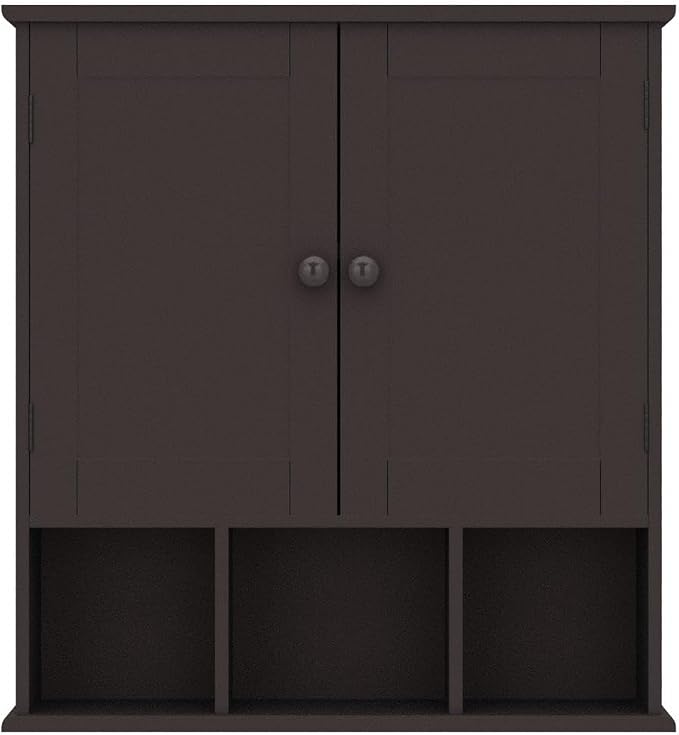 TaoHFE Brown Medicine Cabinets,Bathroom Wall Cabinet with 2 Door Adjustable Shelves,Over The Toilet Storage Cabinet,Espresso Bathroom Cabinet Wall Mounted for Laundry Room Kitchen