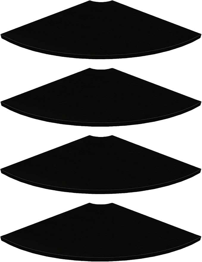 JJL Corner Shelf Wall Mounted, 12 Inch Wood Floating Corner Shelves with Wire Hole, Set of 4 Circular arc Corner Shelf for Bedroom Corner Decoration, Black