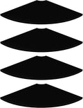 JJL Corner Shelf Wall Mounted, 12 Inch Wood Floating Corner Shelves with Wire Hole, Set of 4 Circular arc Corner Shelf for Bedroom Corner Decoration, Black