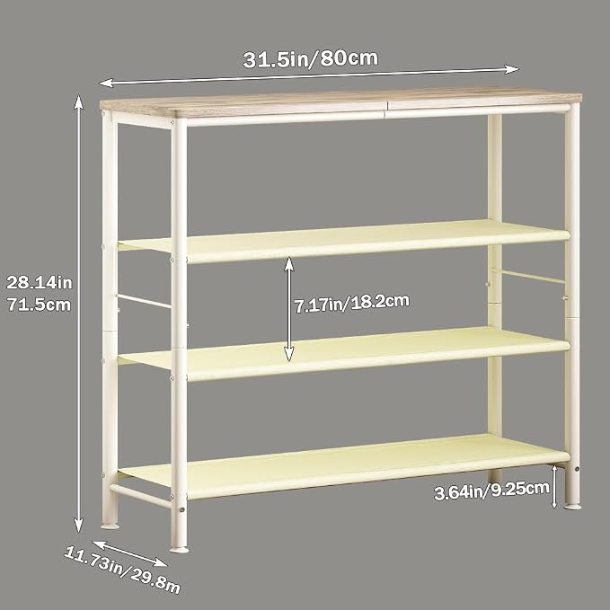 INGIORDAR Shoe Rack Storage Organizer with MDF Board Layer Fabric 6 Tier | Metal space-saving Shoe Shelf stores 16 Pairs of Shoes for Closet Entryway Bedroom Living Room Garage White