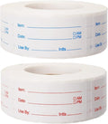 2 Rolls 1000 Pieces Removable Food Labels, 1 x 2 Inch Date Stickers for Freezer, Refrigerator Food Containers - Easy to Write