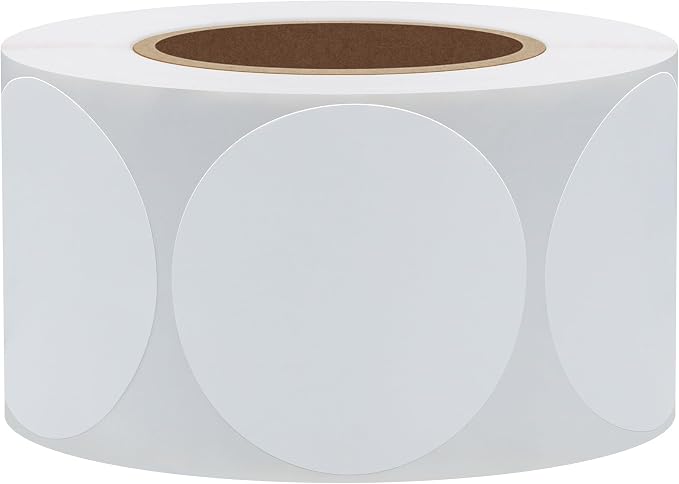 Hybsk White Color Coding Dot Labels Round Semi Gloss Paper Stickers Adhesive Label (1.5 inch)