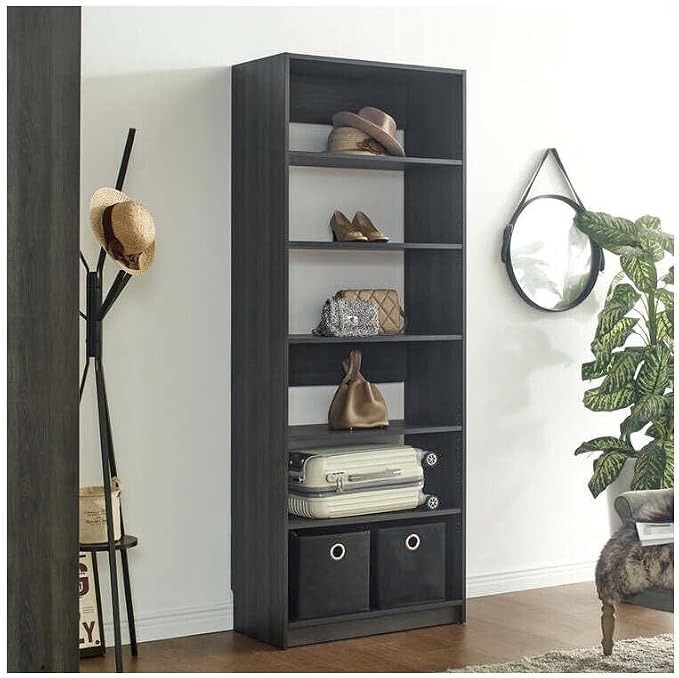 Maykoosh Closet System Organizer - Customizable Walk-in Wardrobe Storage Black/Model E 1 Closet