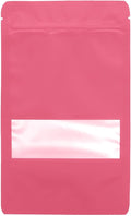 100PCS Foil Pouch Mylar Bags with Clear Window,ULIFESTAR Stand Up Sealable Bags with Tear Notches,Resealable for Food,Party Favors,Gift Packaging and Small Business(12 * 20cm/4.72 * 7.87",Pink)