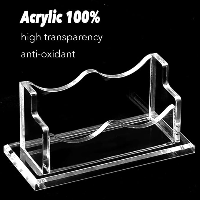 PARTSPOWER Acrylic Business Card Holder for Desk, Horizontal Clear Business Name Card Display Stand, Desk Accessory Business Name Card Organizer (Horizontal, 1-Slot)