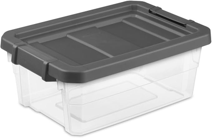 Sterilite 6-Pack Modular Stacker Box, Durable Clear Plastic Storage Bins with Latching Lids, 16 Quart - Stackable Organizing Container Boxes for Closet, Bathroom, and Office