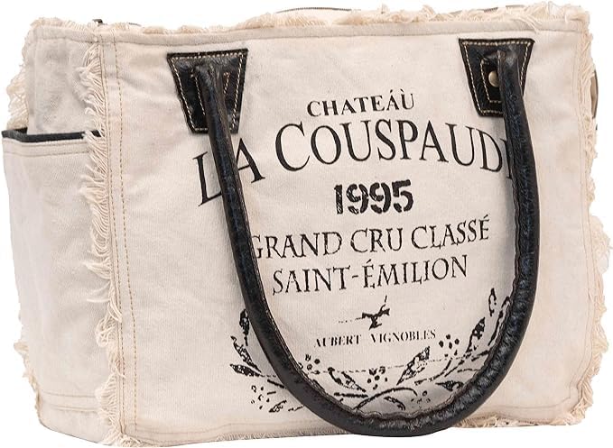 Shy Shy Bags Sel De Mer Canvas & Cowhide Tote Bag - Upcycled Radiant Leather Hand Bag