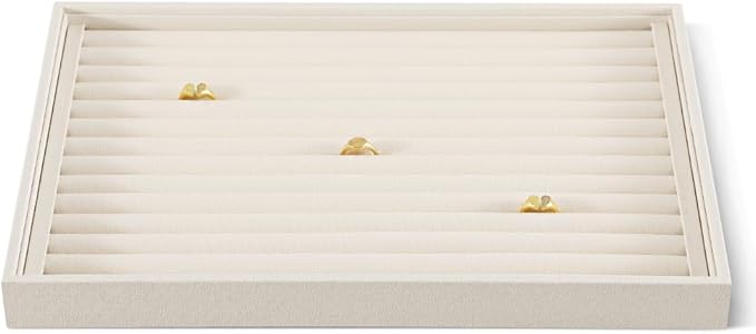 Linen Stackable Ring Ear Studs Display Tray, Premium Rings Storage Tray, Jeweler Shop Counter Showcase Table Top Organizers, Makeup Table Drawer Insert Jewelry Tray