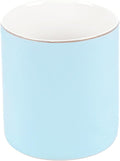 HANKOR Ceramic Pencil Holder for Desk - Cute Gold Trim Pen Aesthetic Makeup Brush Cup Holder Organizer for Desktop Storage Stationery Office Home Supplies (Light Blue)