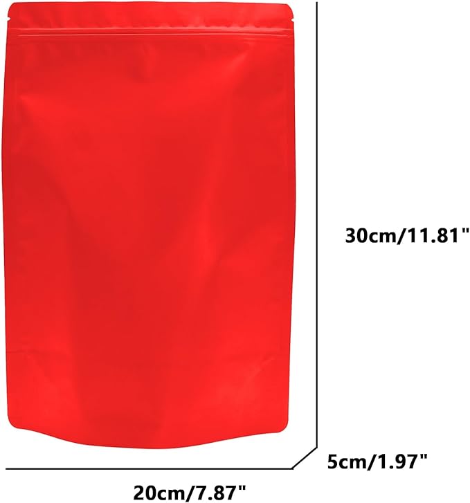 50PCS Smell Proof Resealable Pouch Bags,ULIFESTAR Aluminum Foil Flat Food Storage Bag,Sealable Pcsaging Zipper Pouches with Tear Notches for Pcsaging Lipgloss,Jewelry,etc(20 * 30cm/7.87 * 11.81",Red)