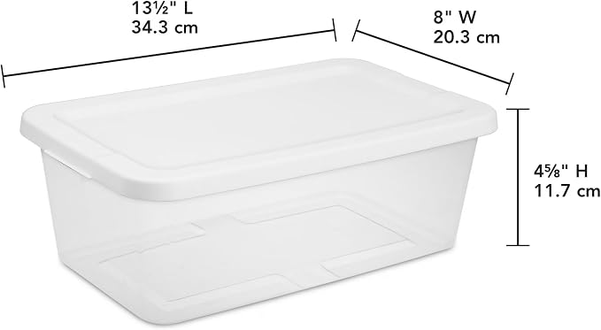 Storage Bins with Lids, 10 Pack 6 Qt Clear Plastic Storage Boxes with Snap On Handles, Stackable Shoe Organizer Containers for Home, Closet, Bedroom, Craft and Toy, White