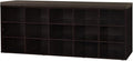 DINZI LVJ Shoe Storage Bench with Cushion, 15-Cubby Shoe Rack, Adjustable Shelves, Long Shoe Organizer Bench for Entryway, Mudroom, Hallway, Living Room, Bedroom and Garage, Espresso