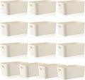Zopeal Plastic Storage Bins 10 Pcs White Pantry Organizer Bins Small Baskets Storage Containers for Home Kitchen (14 x 10.5 x 6.4 Inch)