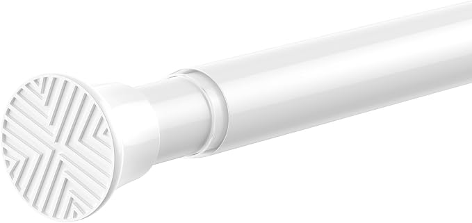 Adjustable Spring Curtain Rod 30-76 inch, Tension Curtain Rod No Drilling, Tension rods for Window Doorway Kitchen Curtain, White